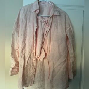 Cleo Harper Soft Pink Linen Shirt and shorts set